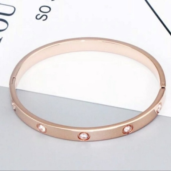 NEW Rose Gold Round Diamond Bangle Bracelet - Picture 4 of 7